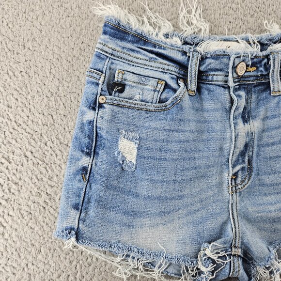 KanCan Shorts Womens 25 Distressed Denim Mid Rise Frayed Hem Raw Cut Casual - Picture 2 of 16